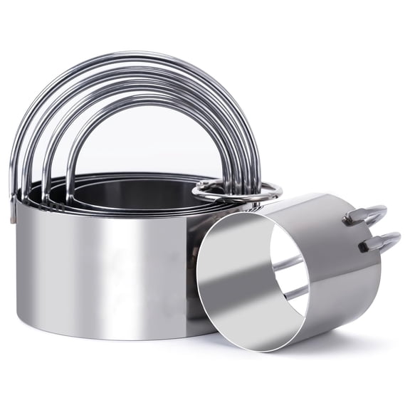 Biscuit Cutter Set (5 Pieces/Set), Round Cookies Cutter with Handle, Professional Baking Dough Tools, Gift Package