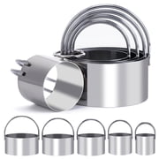 Biscuit Cutter Set Round Cookie Cutters with Handle 5 Pieces Stainless Steel Circle Professional Baking Dough Tools for Cake