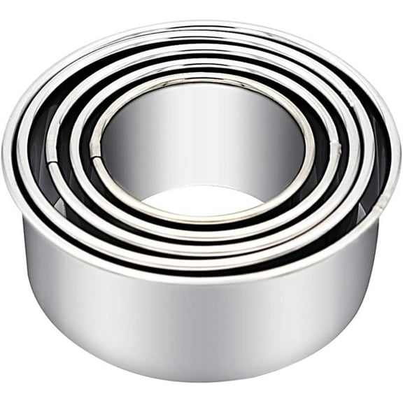 Biscuit Cutters, Round Cookie Cutters/Stainless Steel Dumpling Skin Cutters/Cake Pastry Cutters/Cake Cookie Scone Cutters Molds stamps for Cooking Baking (5Pcs, Plain Edge)