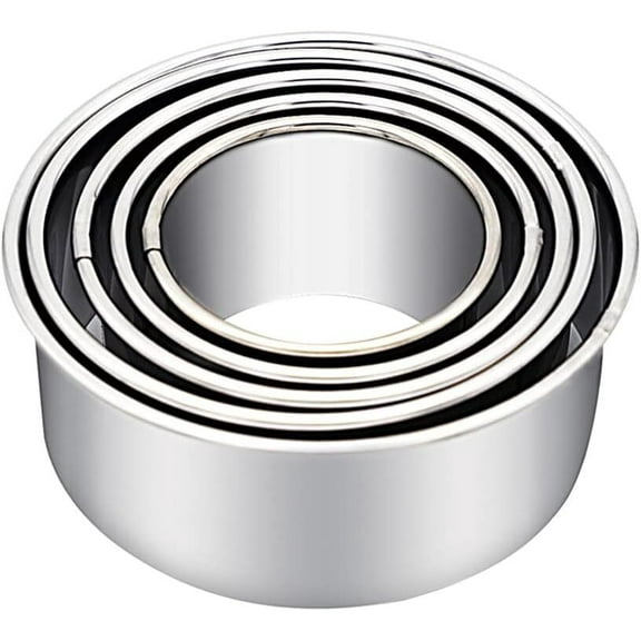 Biscuit Cutters, Round Cookie Cutters/Stainless Steel Dumpling Skin Cutters/Cake Pastry Cutters/Cake Cookie Scone Cutters Molds stamps for Cooking Baking (5Pcs, Plain Edge)