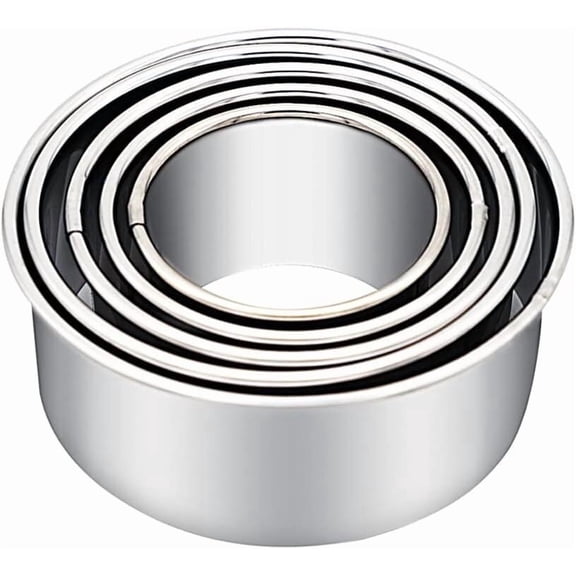 Biscuit Cutters, Round Cookie Cutters/Stainless Steel Dumpling Skin Cutters/Cake Pastry Cutters/Cake Cookie Scone Cutters Molds stamps for Cooking Baking (5Pcs, Plain Edge)