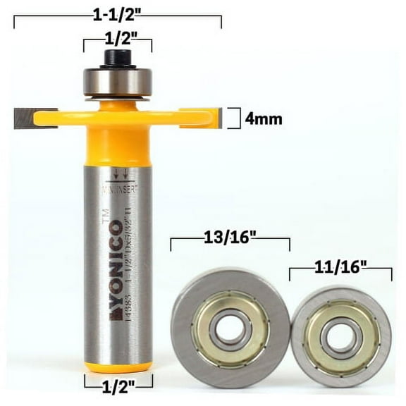 Biscuit Joint Slot Cutter Router Bit & Bearing Set - 1/2" Shank - Yonico 14383