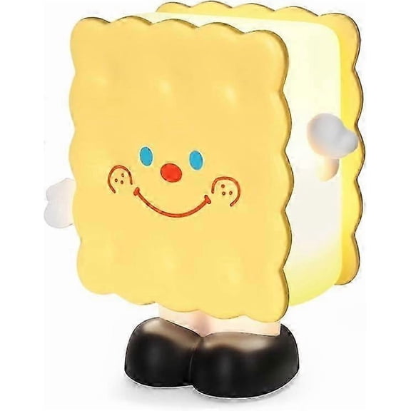 Biscuit Lamp, Rechargeable Small Lamp Desk Decor with Smile Face Cute Biscuit Shape Room Decor Night Light for Bedroom, Bedside, Living Room, Dining,