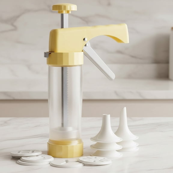 Biscuit Making and Icing Set Cookie Biscuit Press and Cake Icing Decorating Set with Icing Gun Cookie Press Cutter Kit with Discs and Nozzles For Beginner and Professional Use