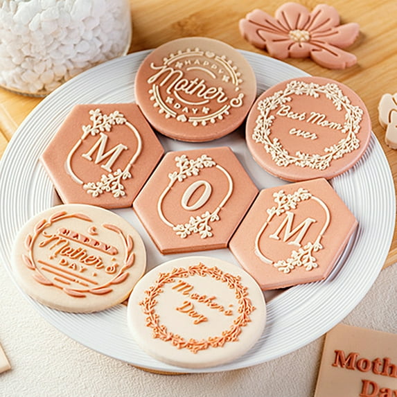Biscuit Mold Food Grade Easy Release Plastic Happy Mother Day Fondant Mold Cake Decorating Tool