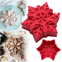 Biscuit Moulds,Silicone Loaf Tins Snowflake Cake Silicone Bread Non Stick Baking Tools Diy 3D Large Christmas Snowflake Cake For Baking Non Stick Shapes Cake Pan (Red）