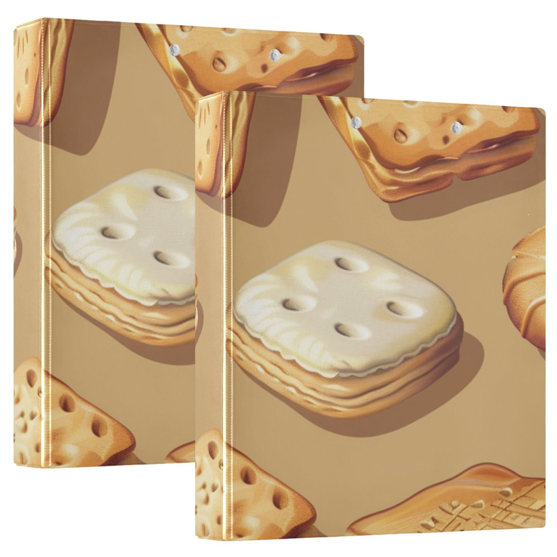 Biscuits 3 Ring Binders 1.5 inch Hardcover File Folders with Interior Pockets A4 Size Organizer for School Office Hospital