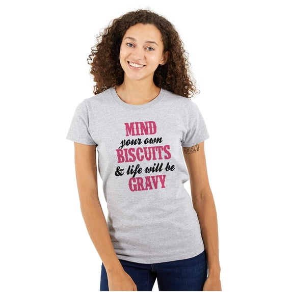 Biscuits And Gravy Funny Saying Silly Womens Slim Fit Graphic Tee Brisco Brands M