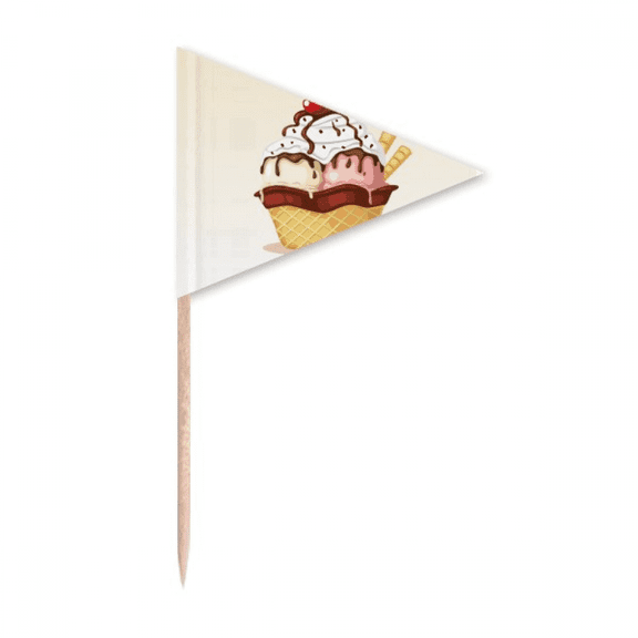 Biscuits Cherry Chocolate Ice Toothpick Triangle Cupcake Toppers Flag