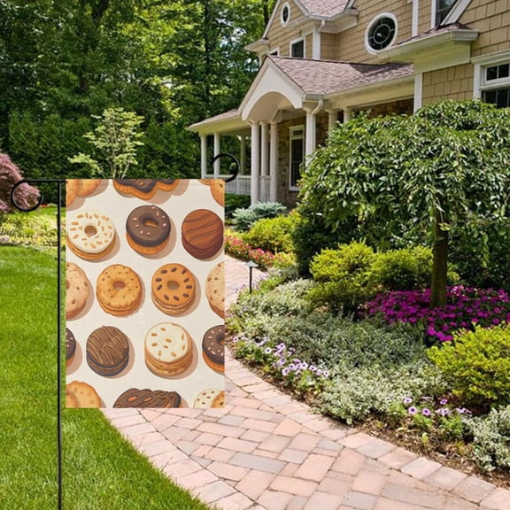 Biscuits Donuts Garden Flag Double Sided 12 x 18 Inch Outside Yard Decoration Outdoor Flag
