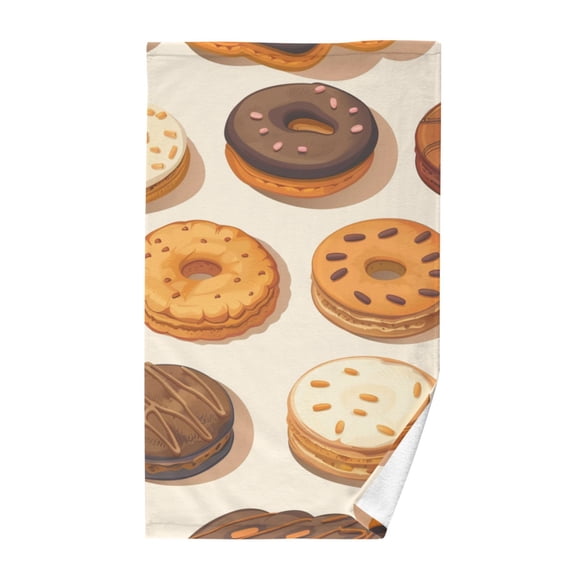 Biscuits Donuts Hand Towel Cotton Bath Towel Large Face Towels Absorbent for Bathroom Home Hotel