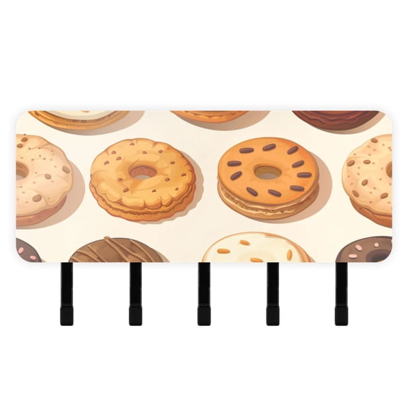 Biscuits Donuts Key Holder for Wall Mail Holder Organizer with 5 Key Hooks Wall Mount Key Rack with Shelf