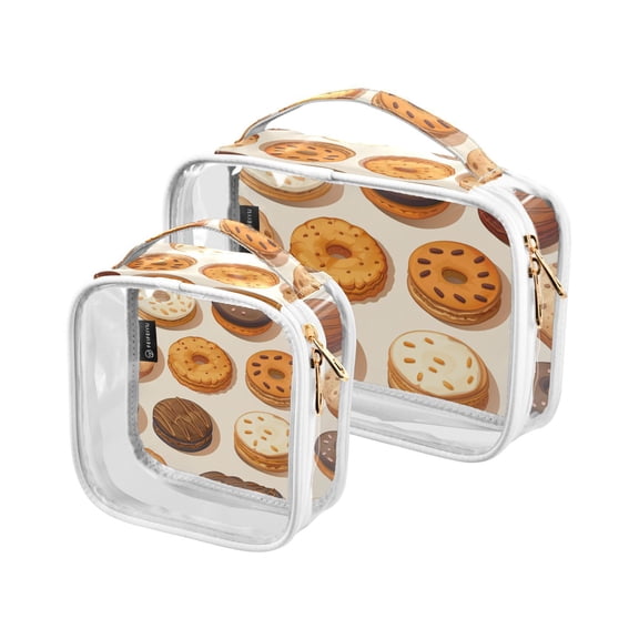 Biscuits Donuts Makeup Bags Set Travel Toiletry Bags Portable Cosmetic Bags Organizer Waterproof 2 Packs