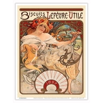 Biscuits Lefèvre-Utile - Vintage France Advertising Poster by Alphonse Mucha c.1897 - Master Art Print (Unframed) 9in x 12in