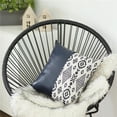 thumbnail image 1 of Bisected Eclectic Patterns & Spruce Blue Faux Leather Lumbar Pillow Cover, 1 of 1