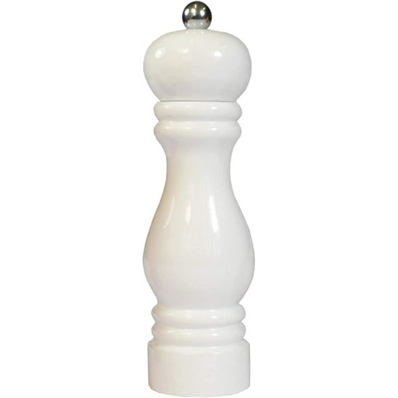 Bisetti Sorrento 7.5 Inch White Lacquered Salt Mill With Adjustable Ceramic Grinder