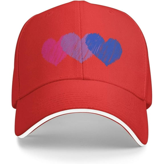 Bisexual Flag Hearts Love LGBT Bi Pride Gifts Baseball Cap Men Adjustable Baseball Caps Womens Trucker Dad Hats Gray