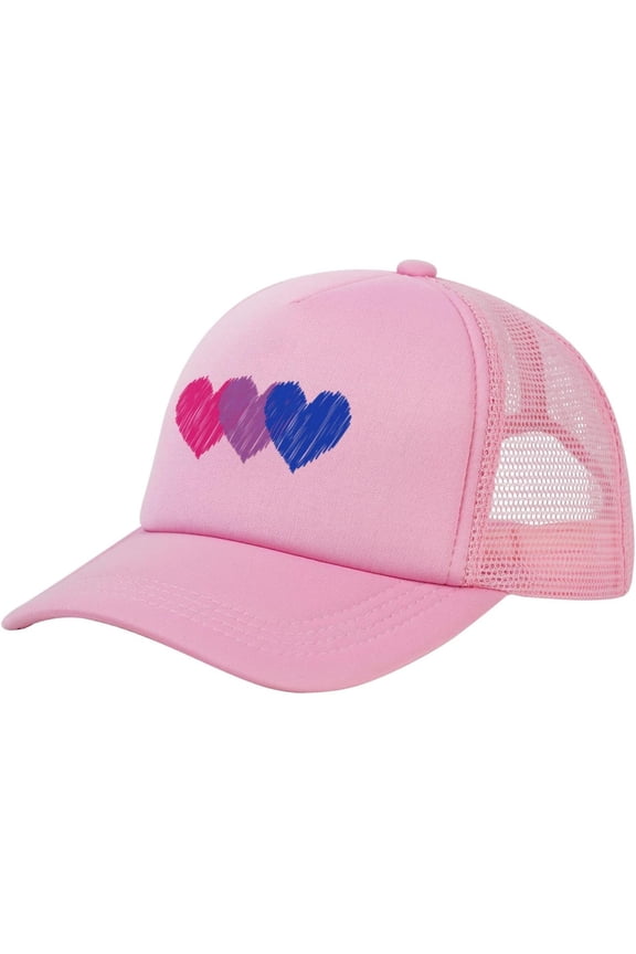Bisexual Flag Hearts Love LGBT Bi Pride Gifts Mesh Unisex Baseball Cap Cap Hat Classic Sports Plain Summer Sun Hat