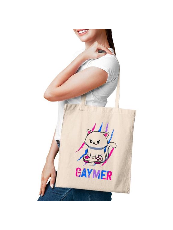 Bisexual Gaymer Geek Pride Lgbt Video Game Lovers Gift Cat Tote Bags
