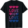 thumbnail image 1 of Bisexual, Hearts, Love is Love, LGBT Pride T-Shirt, 1 of 3
