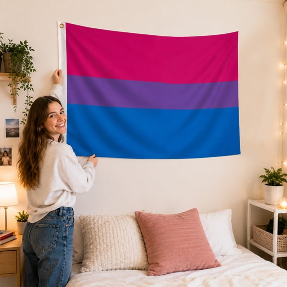 Bisexual Pride Flag 3x5Ft, UV Resistant Polyester Bi Banner With Brass Grommets For Pride Parade