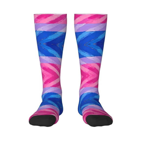 Bisexual Pride Flag Knee High Socks for Women Long Leg Warmers Socks