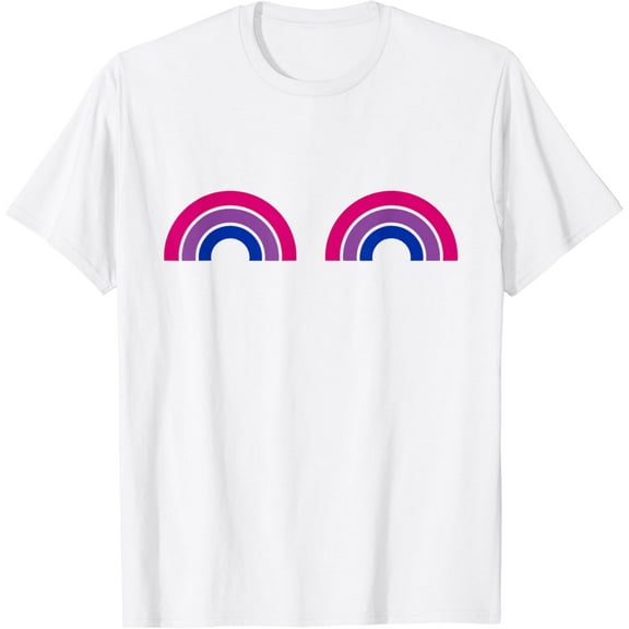 Bisexual Rainbow Boobs - Funny Bi Pride - LGBT Pride T-Shirt100% pure cotton white short-sleeved T-shirts for men and women