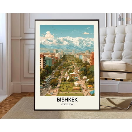 Bishkek Kyrgyzstan Poster, Central Asian Capital Wall Art
