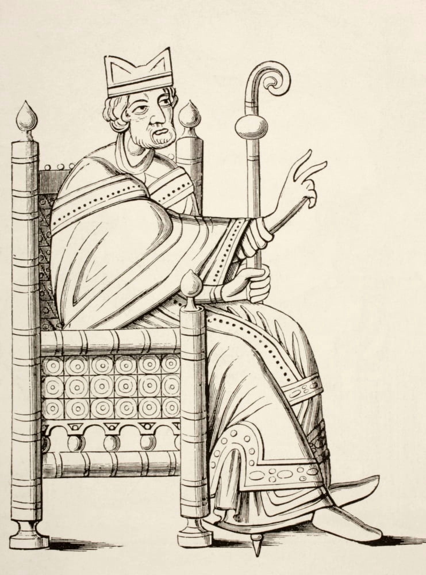 A Bishop Or Abbot Seated In A ChairWearing A Mitre And Carrying A Crook From A Ninth Or Tenth Century Work From Les Artes Au Moyen Age Published Paris 1873 Canvas Art - Ken Welsh Design Pics (24 x 34