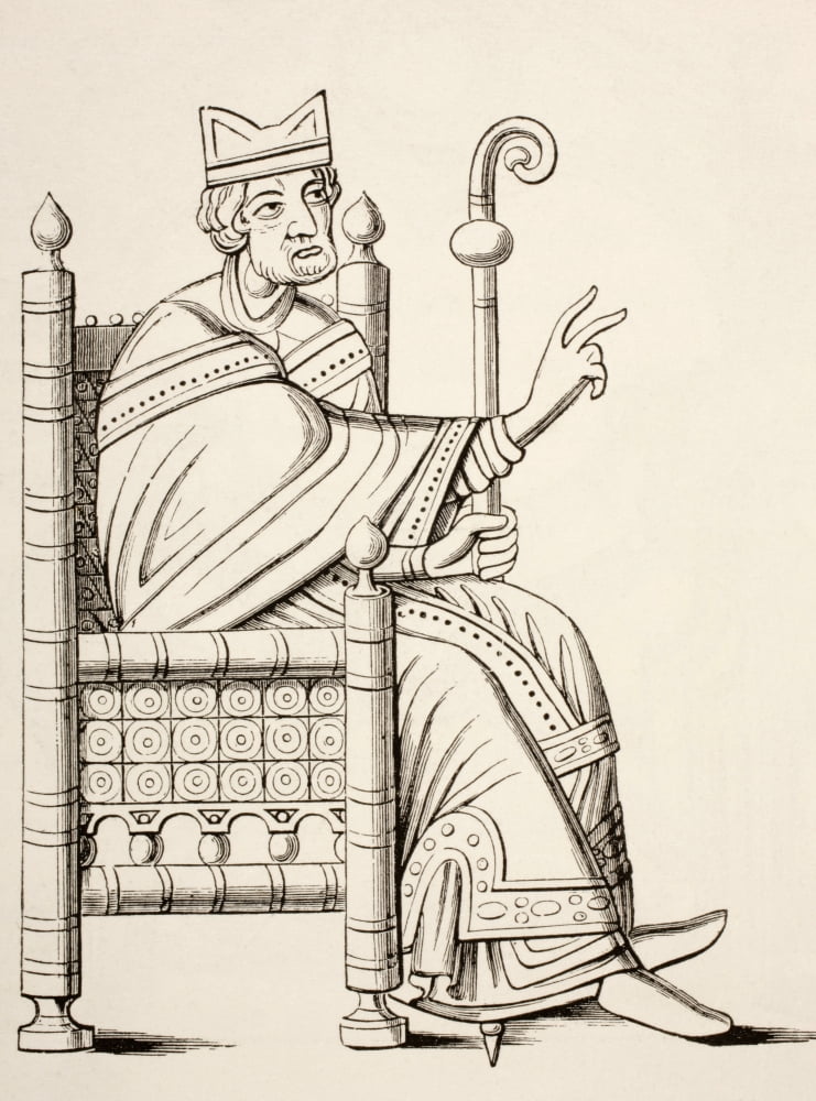 A Bishop Or Abbot Seated In A ChairWearing A Mitre And Carrying A Crook From A Ninth Or Tenth Century Work From Les Artes Au Moyen Age Published Paris 1873 Canvas Art - Ken Welsh  Design Pics (12 x 17