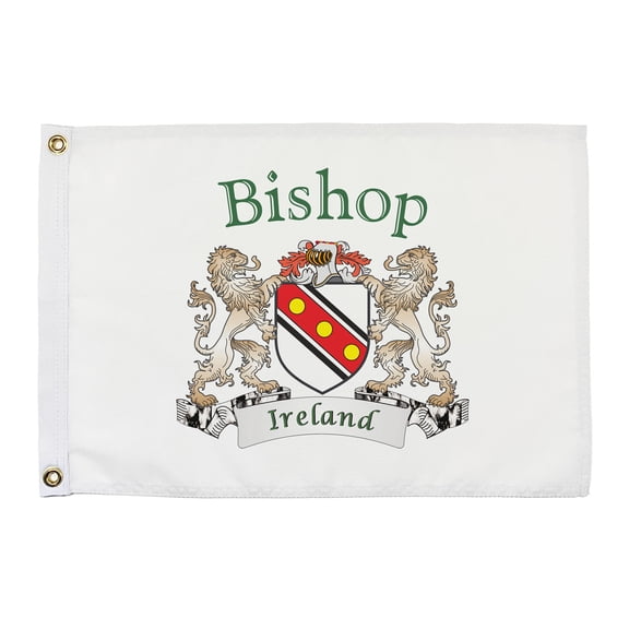 Bishop Irish Coat of Arms Small White Flag - 16"x10.5" inches