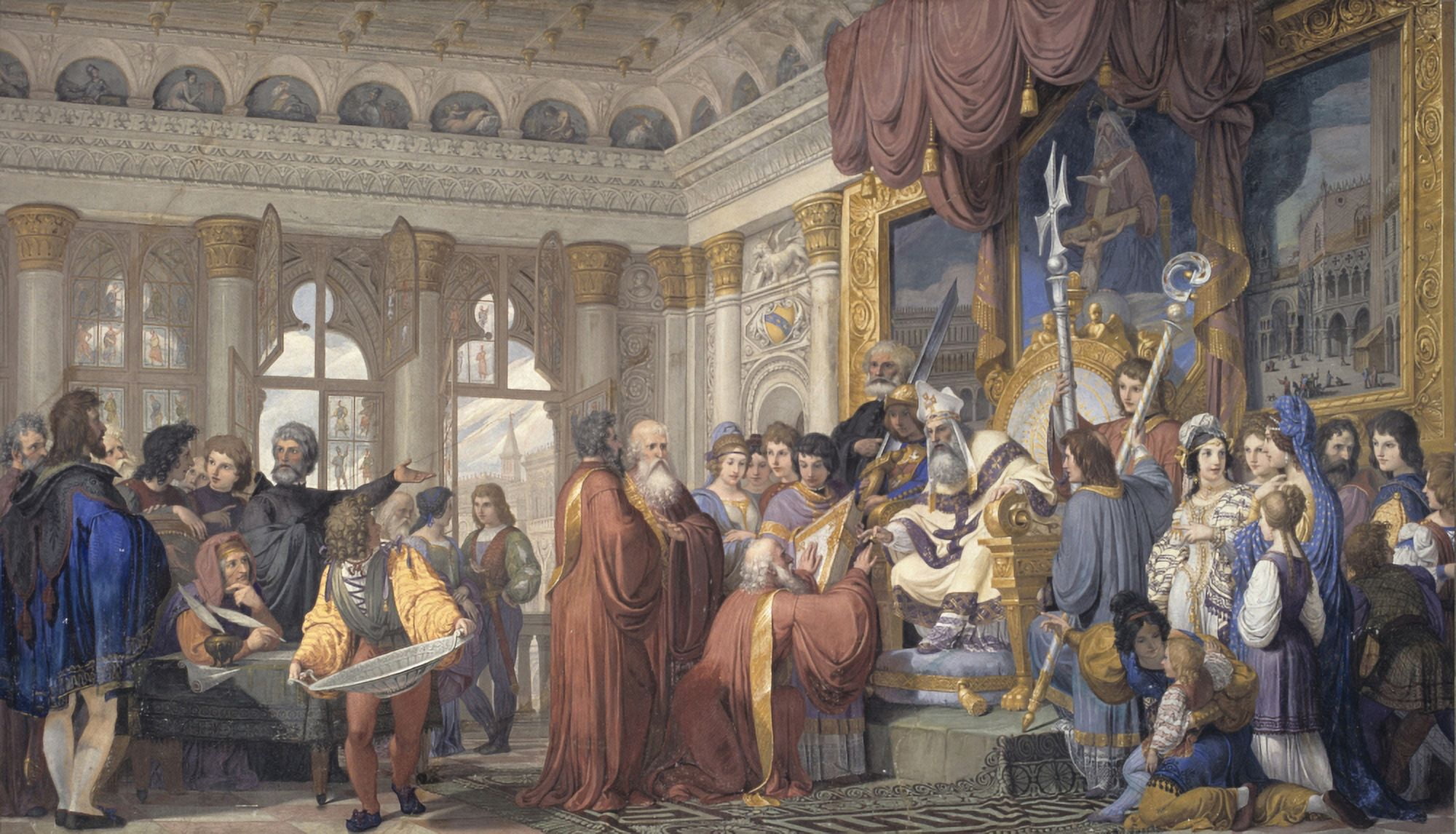 Bishop Ramponi Grants The Seven Courts Of The High Committee To The Procuratori Of St Mark Canvas Art - (24 x 18)