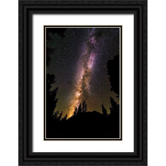 Bishop, Russ 11x14 Black Ornate Wood Framed with Double Matting Museum Art Print Titled - The Milky Way over Lizard Head Pass-Uncompahgre National Forest-Colorado-USA