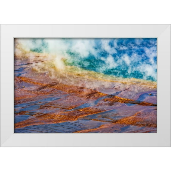 Bishop, Russ 14x11 White Modern Wood Framed Museum Art Print Titled - Grand Prismatic Spring-Yellowstone National Park-Wyoming-USA