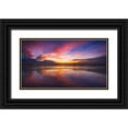 thumbnail image 1 of Bishop, Russ 18x12 Black Ornate Wood Framed with Double Matting Museum Art Print Titled - Sunset over the Channel Islands-Ventura-California-USA, 1 of 4