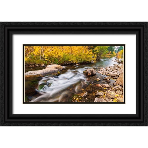 Bishop, Russ 24x15 Black Ornate Wood Framed with Double Matting Museum Art Print Titled - Fall color along Bishop Creek-Inyo National Forest-California-USA