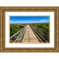 thumbnail image 1 of Bishop, Russ 24x17 Gold Ornate Wood Framed with Double Matting Museum Art Print Titled - The Manuherikia River bridge on the Otago Central Rail Trail-Otago-South Island-New Zealand, 1 of 4