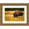 thumbnail image 1 of Bishop, Russ 24x17 Gold Ornate Wood Framed with Double Matting Museum Art Print Titled - Bison-Yellowstone National Park-Wyoming-USA, 1 of 4