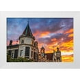 thumbnail image 1 of Bishop, Russ 32x23 White Modern Wood Framed Museum Art Print Titled - Sunset over the Dunedin Railway Station-Dunedin-South Island-New Zealand, 1 of 4