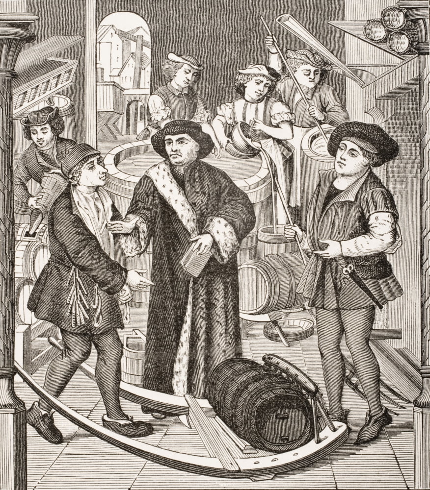 The Bishop Of Tournai Receiving The Tithe Of Beer Granted By King Chilperic From 15Th Century Window In Cathedral Of Tournai Canvas Art - Ken Welsh Design Pics (14 x 16)