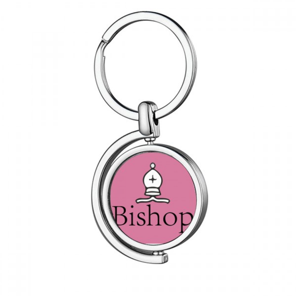 Bishop White Word Chess Game Rotating Keychain Metal Keyring Holder