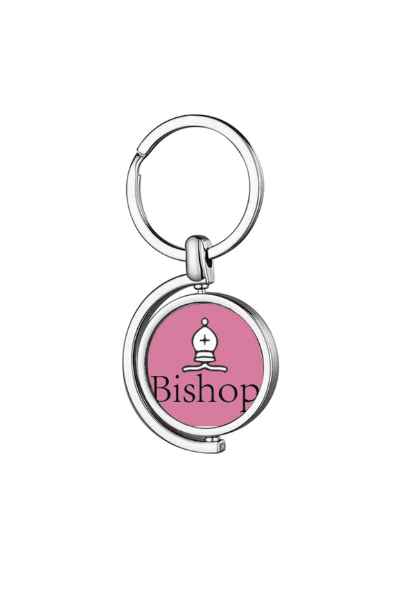 Bishop White Word Chess Game Rotating Keychain Metal Keyring Holder