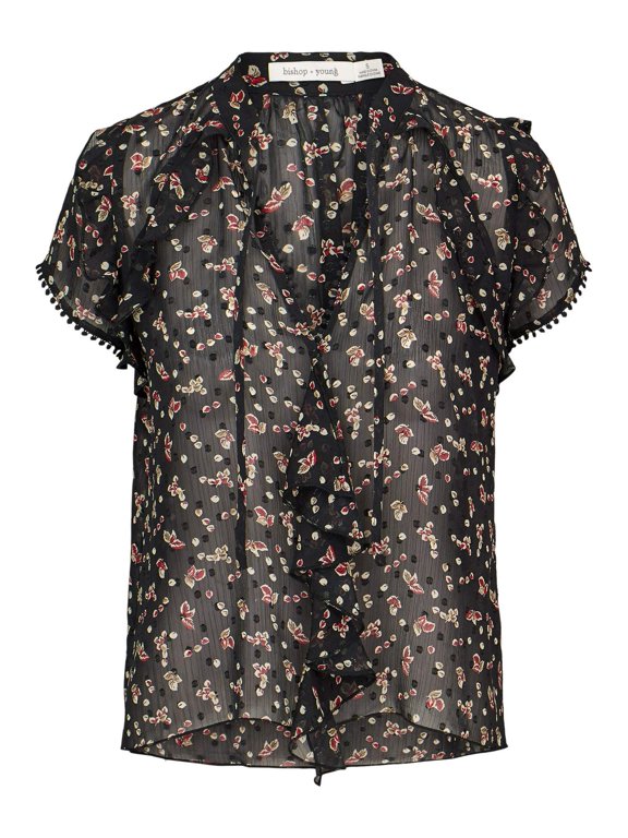 Bishop + Young Women Printed Ruffle Sleeve Top, Size XS