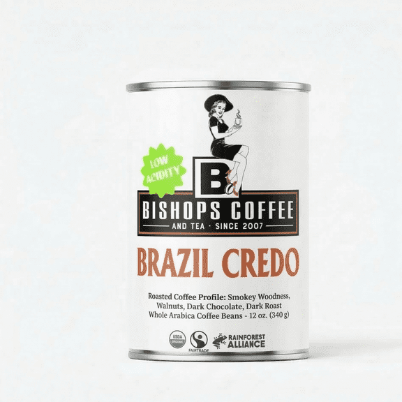 Bishops Coffee And Tea Brazil Credo Dark Roast Whole Bean Coffee, 12 oz Bag
