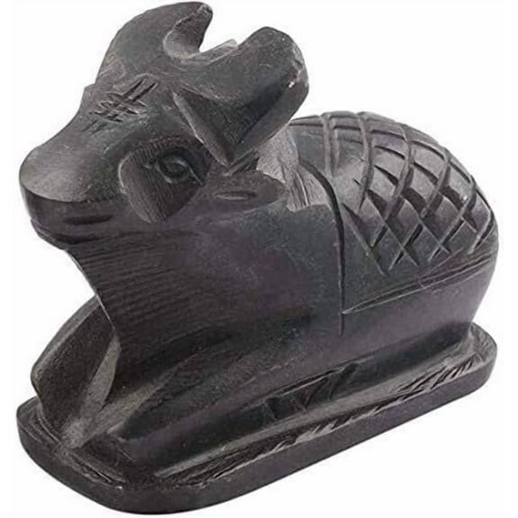 BishtHub Black Marble Nandi Statue Handcrafted God Statue Religious Item Decorative Showpiece Sculpture Home Decor Item- 1.5 Inch Height