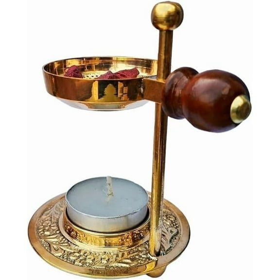 BishtHub Incense Resin Burner Dhoop Dhuni Burner Incense Holder Censor Sambrani Dhoop For Home & Temple Prayer- 4.5 Inch Height, (Pack of 1)