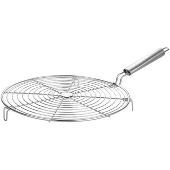 BishtHub Round Roasting Net Stainless Steel Wire Roaster With Handle Roasting Net Papad Jali Roti Grill, Chapati Grill- 8 Inch Diameter