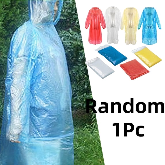 Bisitoy 1Pc Car Outdoor Disposable Rain Ponchos for Adults Emergency Waterproof Raincoat