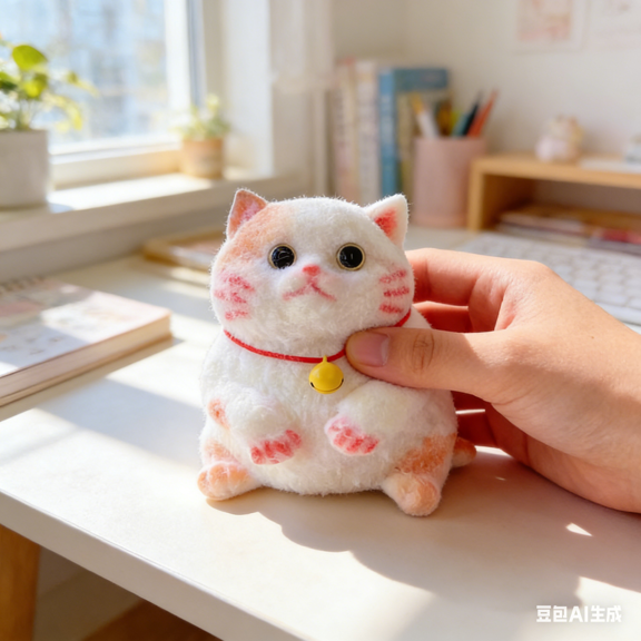 Bisitoy 1Pc Squeeze Toys, 3.54" Kawaii Sticky Cat Animal for Stress Relief, Super Soft Handmade Kitty Fidget Decompression Sensory Ball for Home Desk (E)