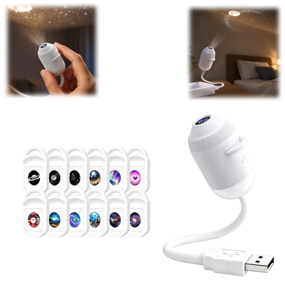 Bisitoy 2-in-1 Projector Night Light, Mini Night Light Projectors with Projection Films for Bedroom Ceiling Wall